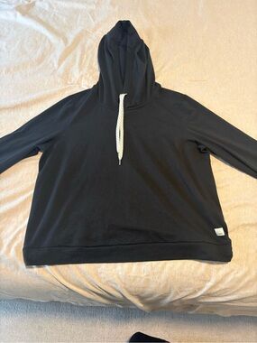Vuori Black Women's Hoodie with White Drawcord